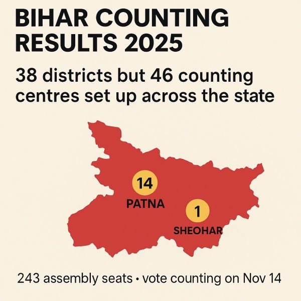 Bihar Counting Results 2025 counting centres Bihar districts