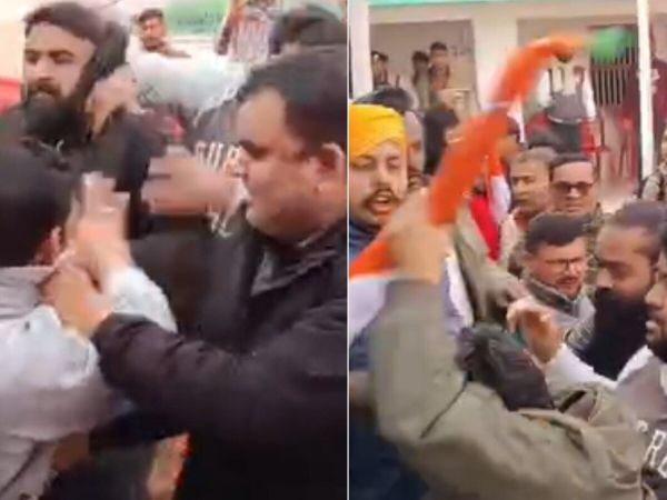 Chaos at the Congress office as workers clash in front of Rajesh Ram in Madhubani