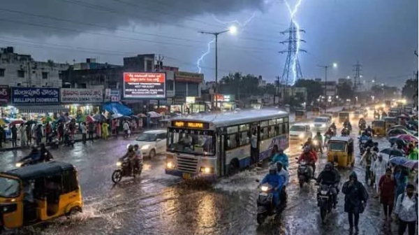 Hyderabad Heavy Rains Alert as rainwater floods roads and low-lying areas across the city