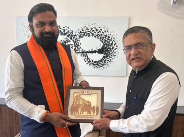 NSE CEO Ashish Chauhan meets Samrat Choudhary in Patna during Bihar visit