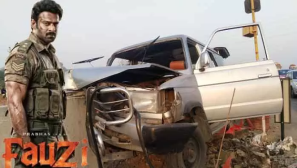 Prabhas Fauji shooting accident car crash near Hyderabad