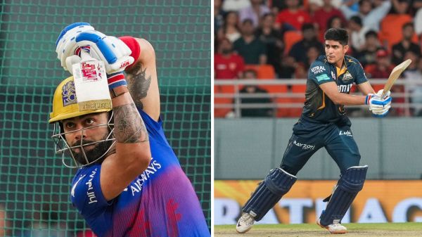 RCB vs Gujarat Titans Qualifier 1 IPL 2026 match action in Dharamsala