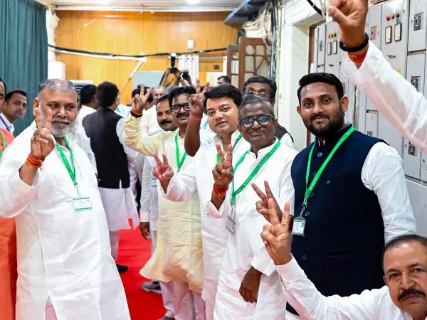 Rajya Sabha election control room inside Bihar Assembly during voting