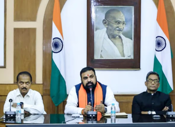 Samrat Choudhary with father Shakuni Choudhary after becoming Bihar Chief Minister