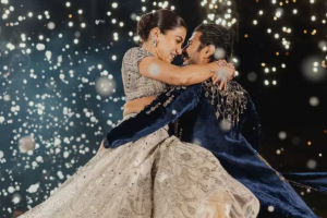 Rashmika Mandanna and Vijay Deverakonda during their Sangeet night celebration