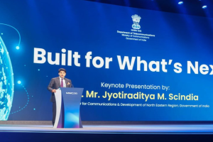 Jyotiraditya Scindia inaugurating Bharat Pavilion at Mobile World Congress 2026 in Barcelona