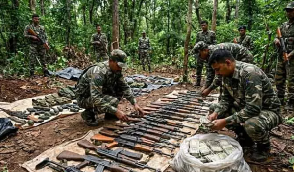 Security forces combing operation in Bijapur district seizing arms and explosives
