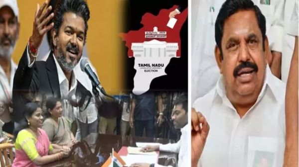 Tamil Nadu politics shock showing three MLAs resigning and joining Vijay-led TVK after supporting him