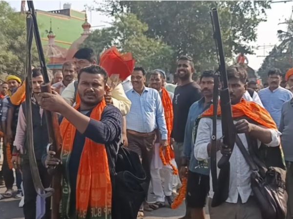 bird-killing gun celebration in Barhiya during Deputy CM welcome